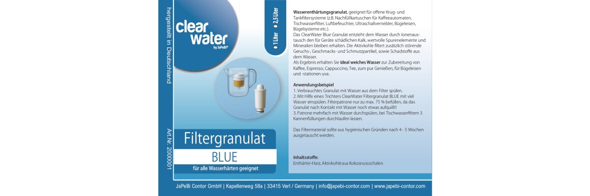 Wieder da: Filtergranulat / Nachfüllgranulat ab 23.06.2025 wieder verfügbar! - Filtergranulat / Enthärterharz mit Aktivkohle | ClearWater BLUE Nachfüllgranulat