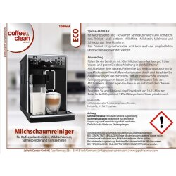 4x 1L Milchschaumreiniger Rundflasche mit Dosierhilfe Coffee&Clean by JaPeBi ECO