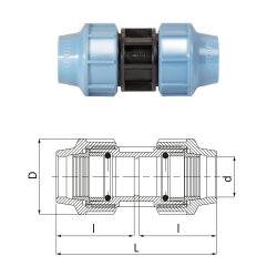 PE PP Kupplung Klemme Fitting DVGW 16mm-40mm