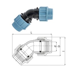 Unidelta PP Winkel 45°