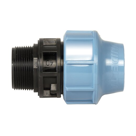 PP PE Anschlussverschraubung mit Außengewinde Klemme Fitting DVGW 16mm-40mm 16bar Made in EU