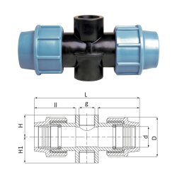 Unidelta PP T-Stück 90° m. Innengewinde u....