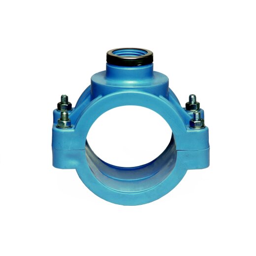 Unidelta PP Anbohrschelle mit Innengewinde und Verstärkung PN16 blau