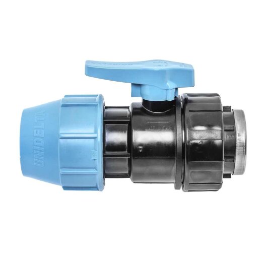 Unidelta PP Kugelhahn mit Klemmanschluss und Innengewinde