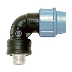 Unidelta PP Winkel 90° mit Messing-Außengewinde