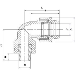 Unidelta PP Winkel 90° mit Messing-Außengewinde