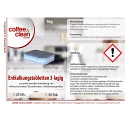 25 Coffee&Clean Premium Entkalkungstabletten 3-lagig 16g, lose geschüttet