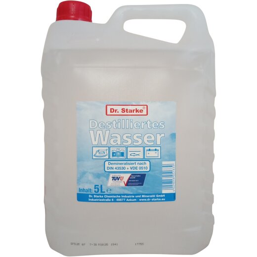 Destilliertes Wasser / Aqua Dest, entmineralisiert, chemisch rein, 5L