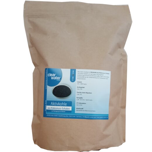 2,5L / 1,25kg Aktivkohle Filterkohle aus Kokosnussschalen, 8x30 mesh