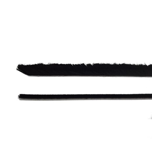Selbstklebende Bürstendichtung Fußbreite 6,7 mm Höhe 3-25mm, Farbe: Schwarz